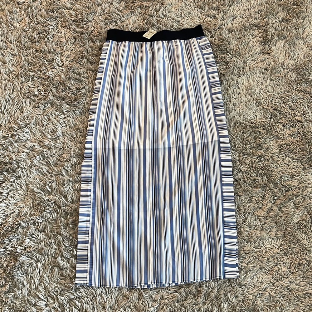 Ann Taylor Blue & White Striped Elastic Waist Maxi Skirt - Picture 1 of 6